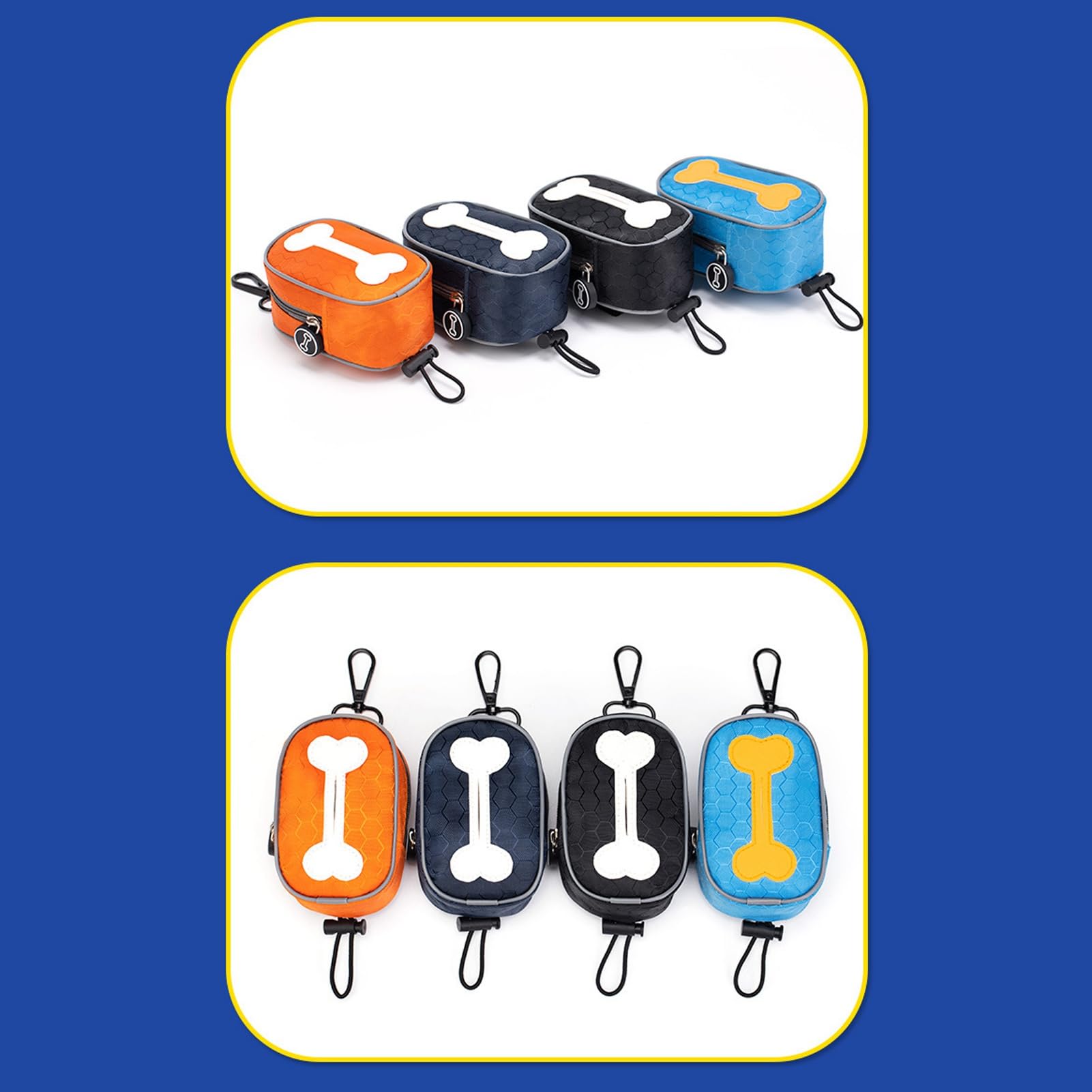 Fockety Dog Poop Bag Dispenser, Oxford Fabric Portable Cute Durable Dog Poop Bag Holder for Walking (Orange) - Image 3