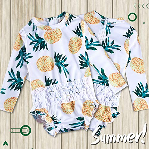 uideazone Baby Infant Girls Long Sleeve Rashguard Swimwear UPF 50 + Sun Protection One Piece Swimsuit Summer Beach Bathing Suits 3-6 Months