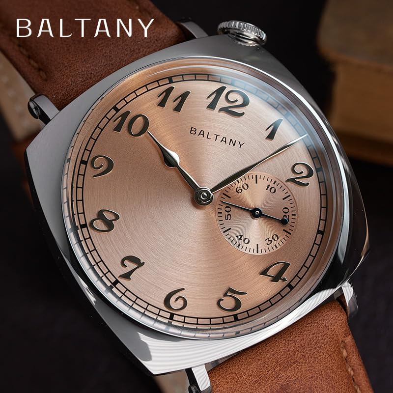 Baltany 1921 Sub-Second Homage Watch Seagull ST1701 stal nierdzewna kolor łososiowy kwadratowy futerał męski zegarek na rękę