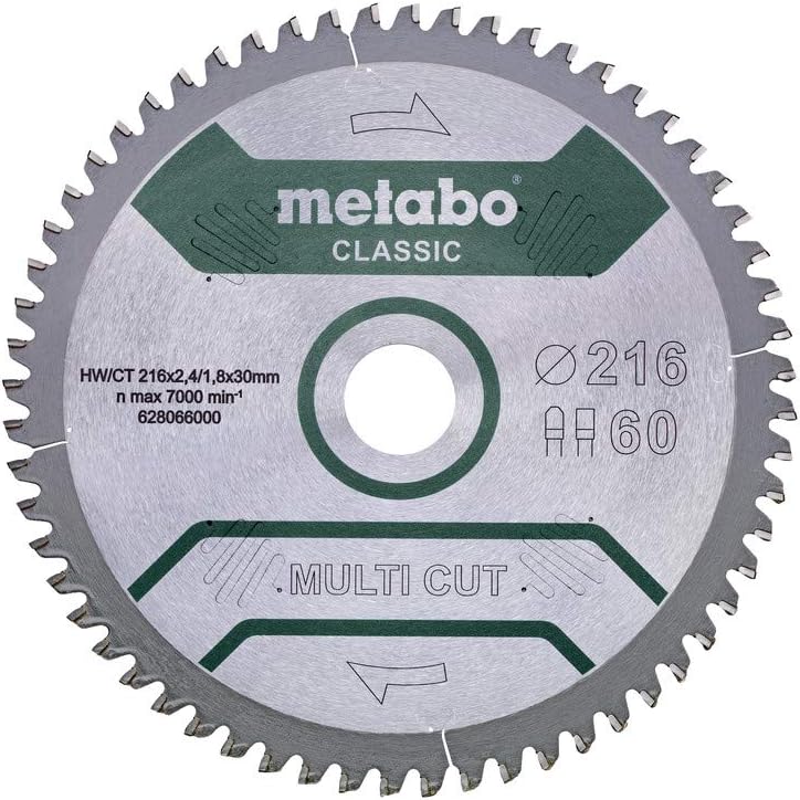 Metabo Saw Blade Multi Cut Classic 254 x 2.6/1.8 x 30 Z60 FZ/TZ 5° Neg (628285000) Diameter x Cutting Width x Bore: 254 x 2.6 x 30 mm