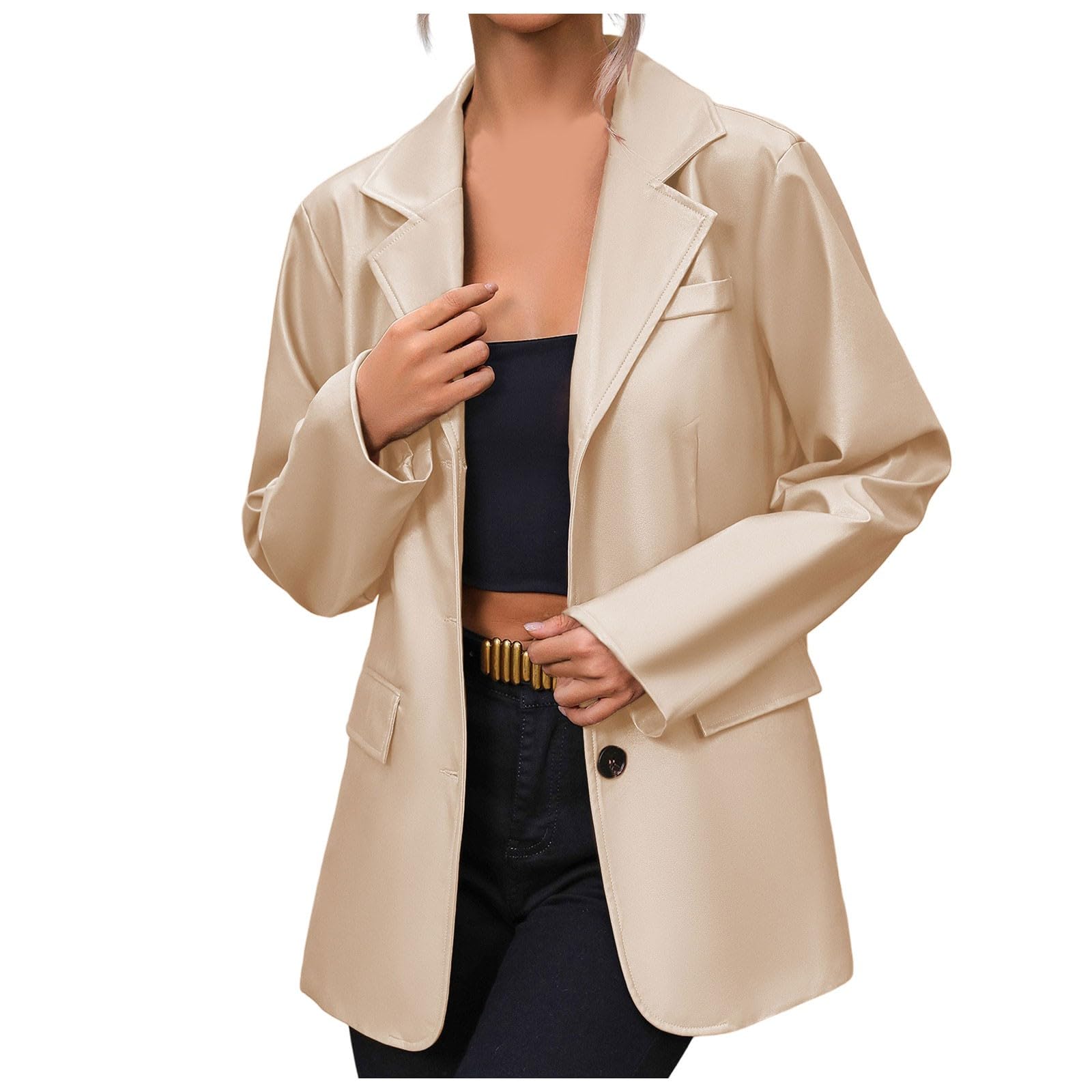 Giacca di Pelle Donna Giubbino Giubbotto Slim Giacche Lunga Corto Giubbotti Casuale Giacchetto Sottile Retro in Giubbini Oversize Giacchetta Moda Similpelle