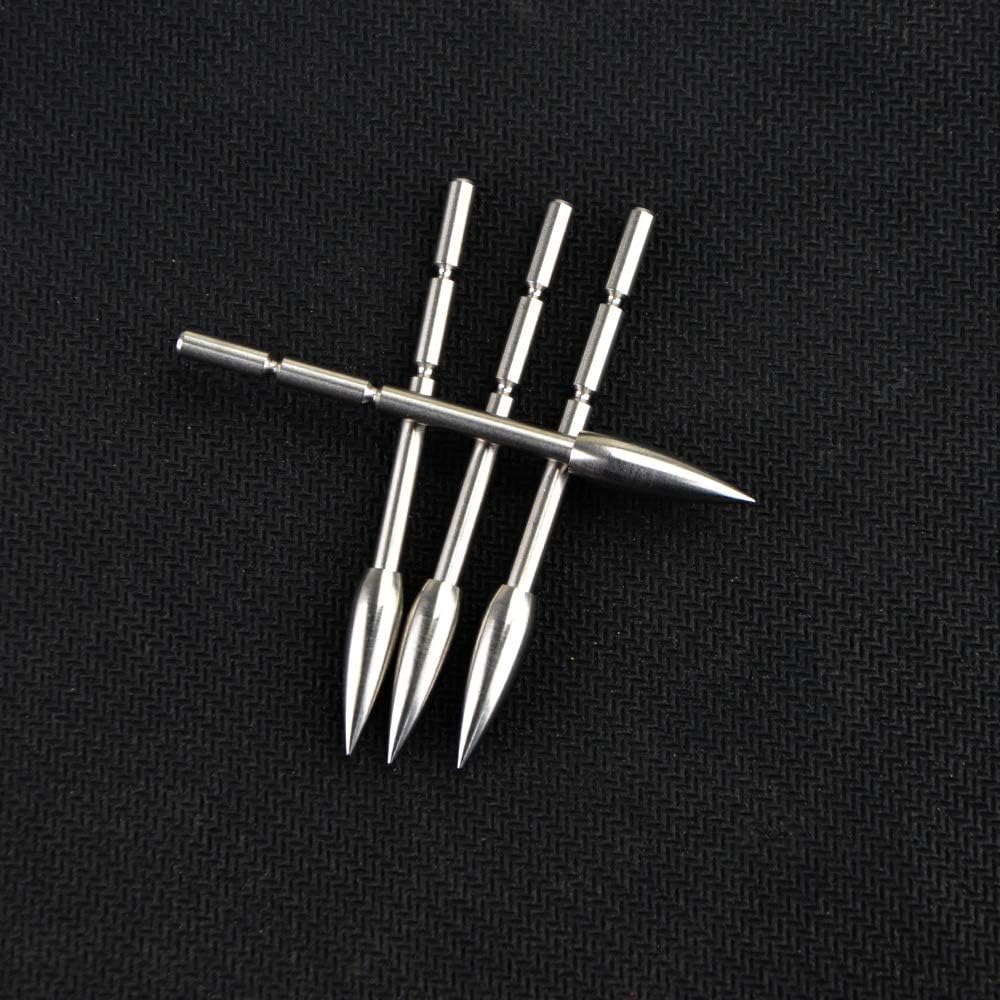 12pcs Tiro con Arco Punta de Flecha Caza Inserción Punta de Flecha Práctica Punta Ancha Punta de Punta de Acero Inoxidable para ID 3.2mm Eje de Flecha