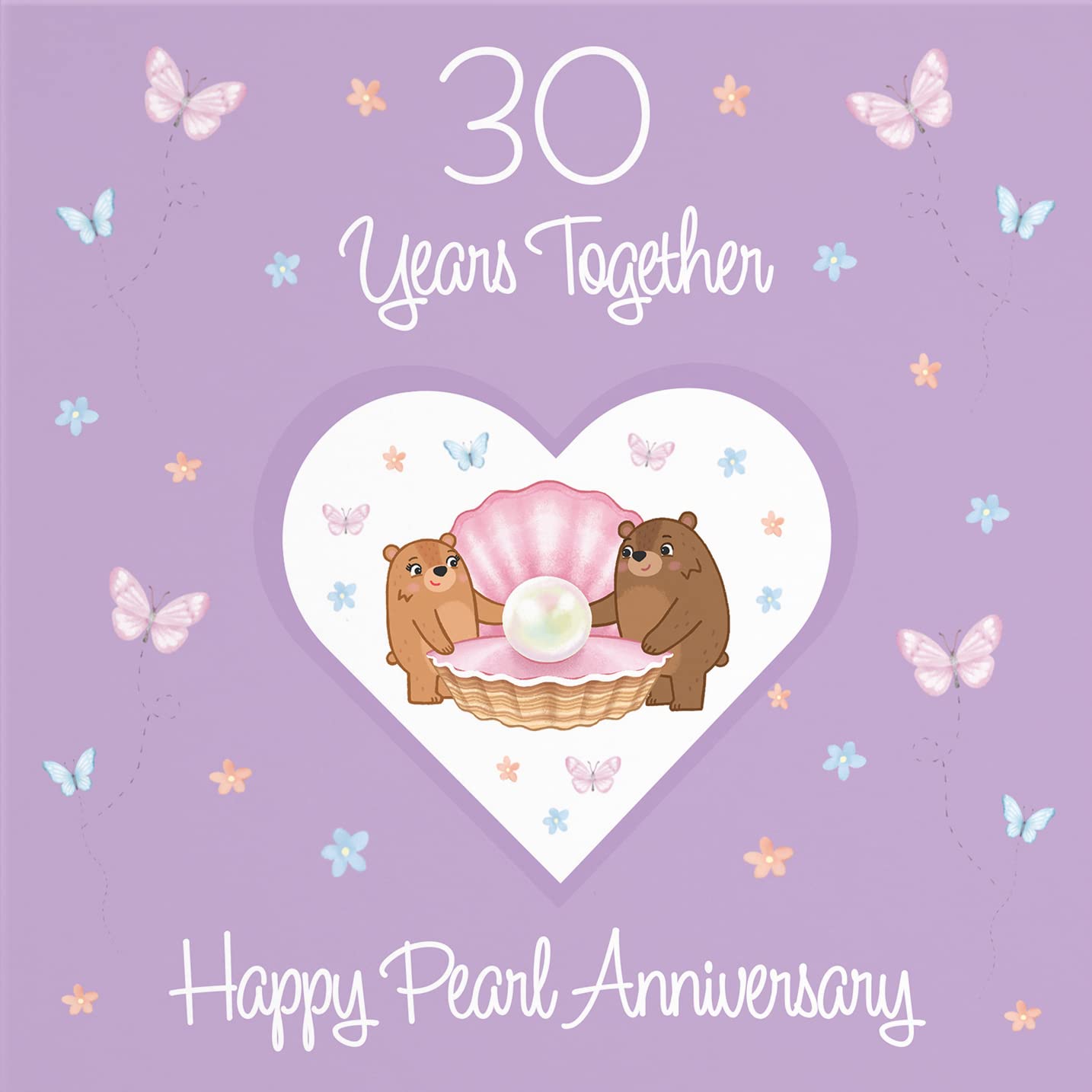 Hunts England, 30th Anniversary Card For Him Or Her, 30 Years, Pearl Anniversary, Romantic Meadows, Fun Card - Image 2