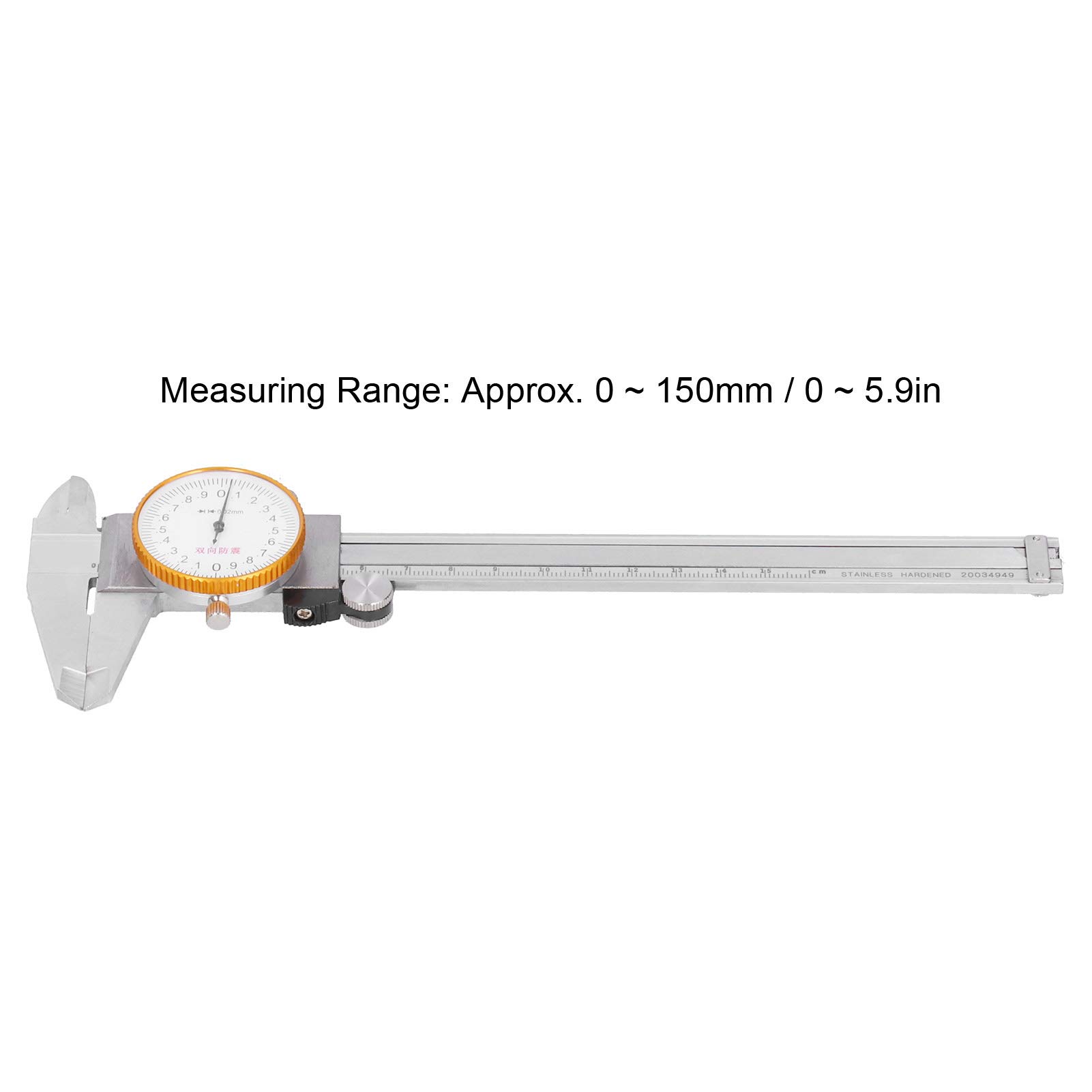 ANKROYU 0?150 mm Vernier Dial Caliper, Stainless Steel 0.02 Double Shock Manual Measuring Tool, Shockproof Vernier Caliper for Step Measurements