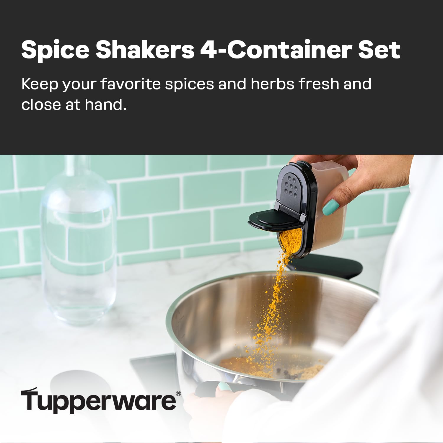 Tupperware Lot de 4 petits shakers à épices pour garder les herbes sèches et les épices fraîches, sans BPA, passe au lave-vaisselle