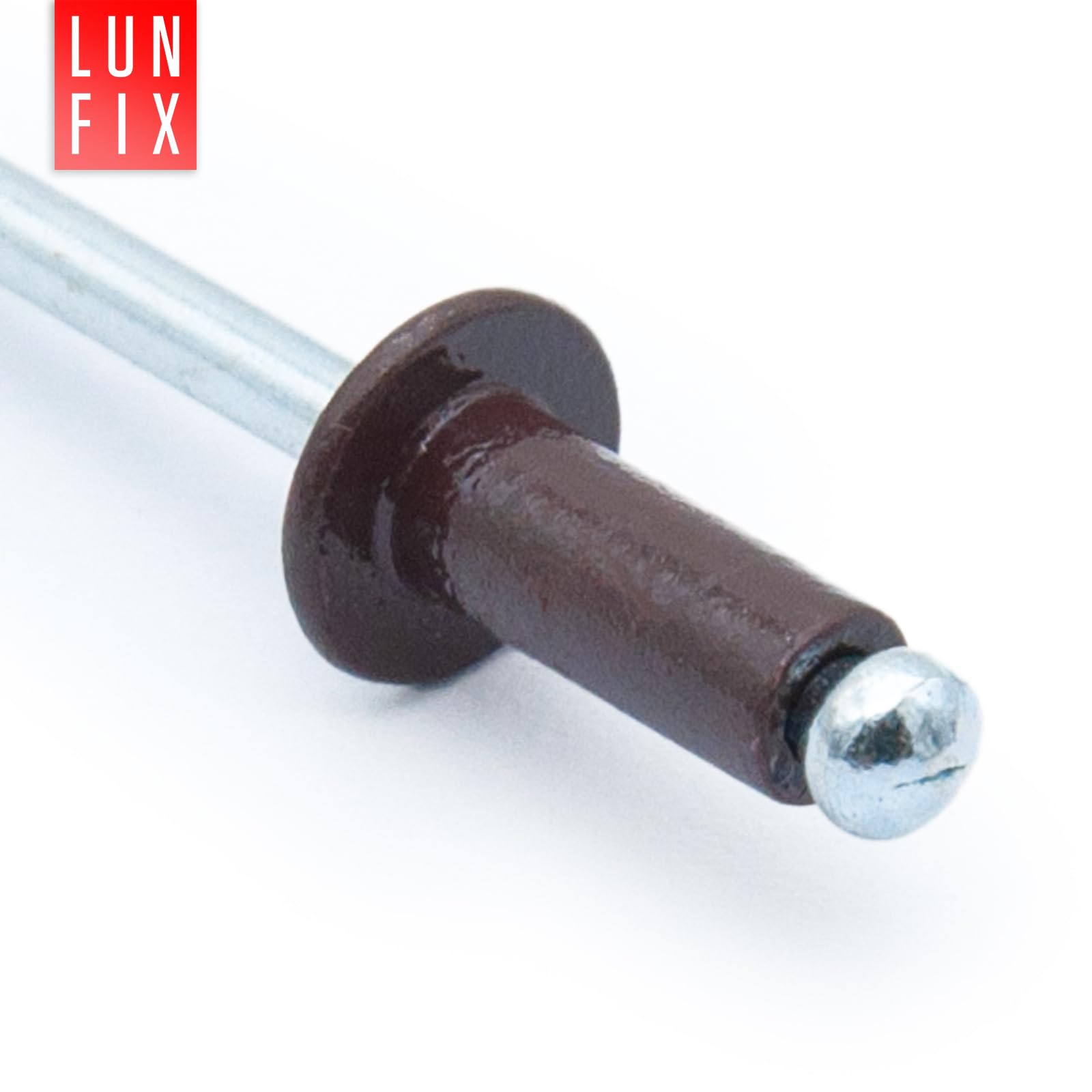 100 rivetti ciechi in alluminio DIN 7337, 4,8 x 10 mm, RAL 8017, colore marrone cioccolato