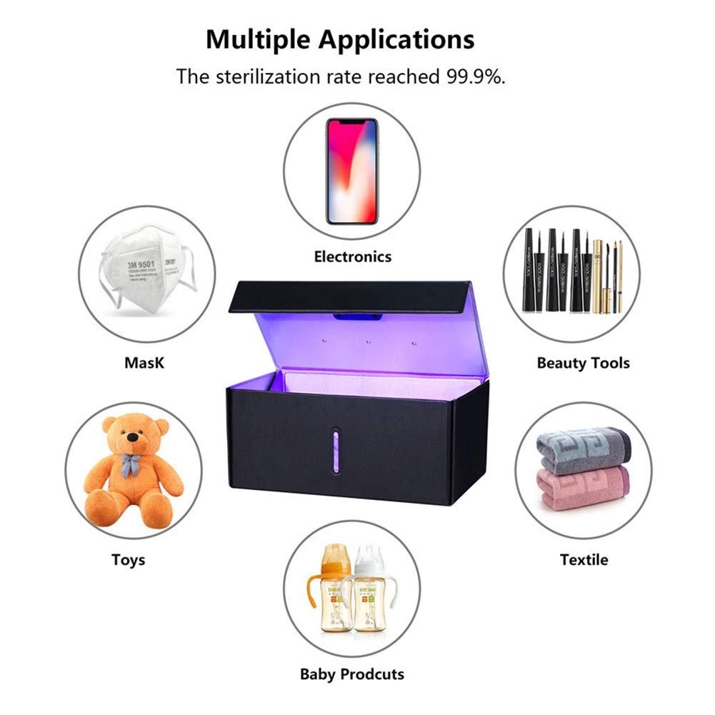 Bolsa desinfectante con luz UV Caja Grande de desinfección con Limpiador UVC 3 LED para teléfono juguetes máscaras gafas