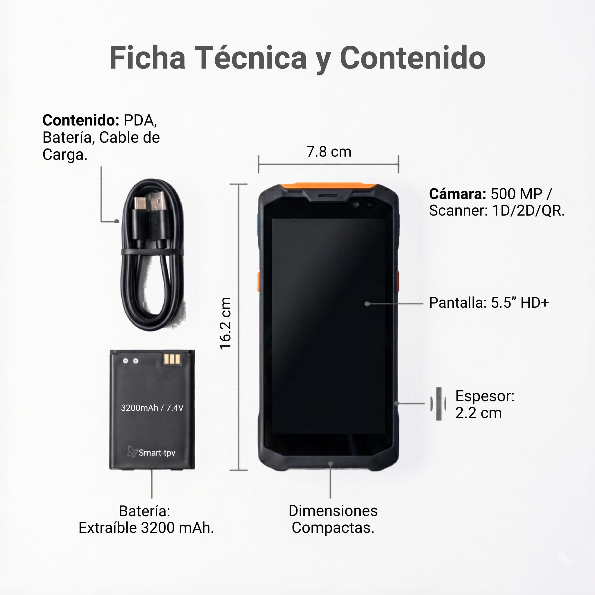 Iris – PDA Android 11 Profesional con Lector 1D/2D/QR, 4G WiFi Bluetooth, Terminal Portátil para Hostelería, Restaurantes, Almacén y Comercio