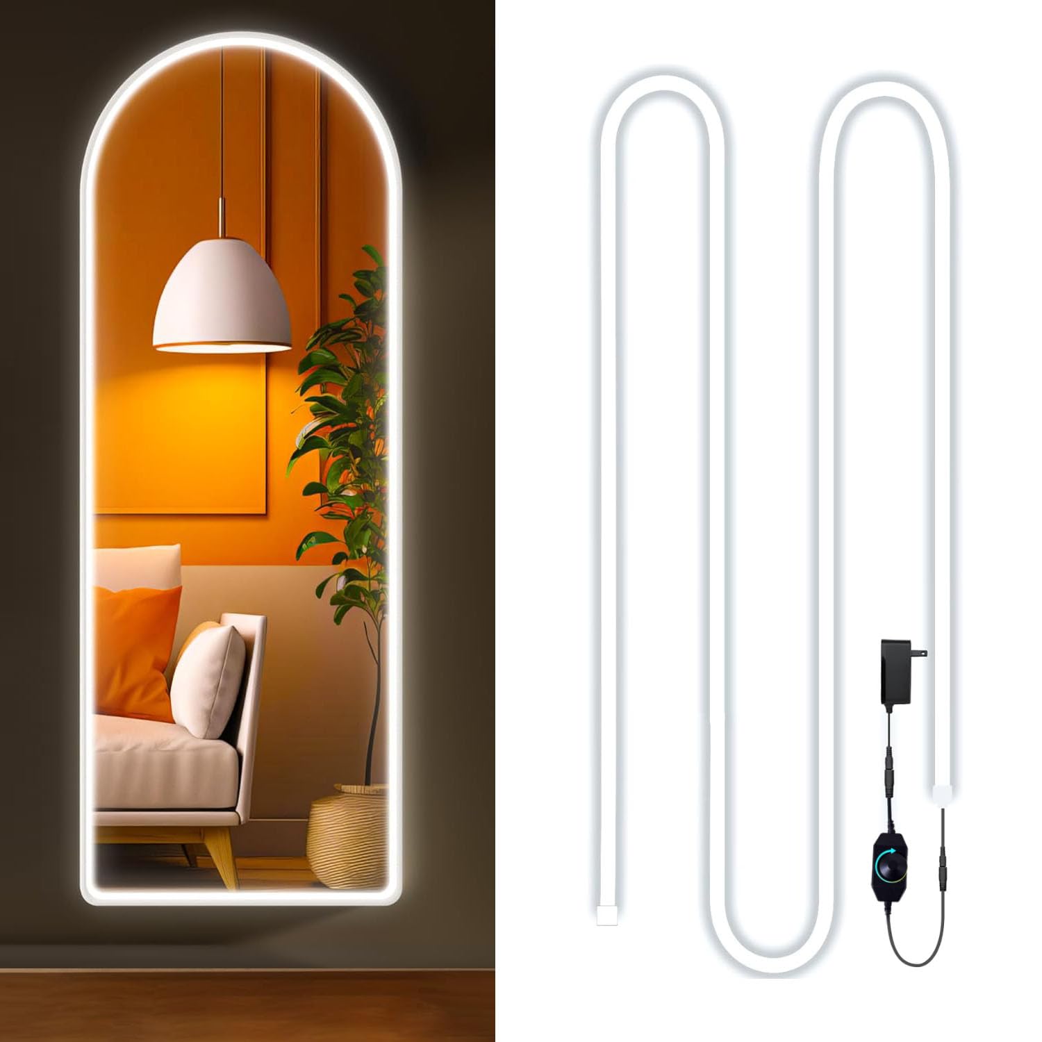 Vanity Lights for Mirror, Hollywood Style Makeup Lights with Dimmer and Power Supply, Waterproof, 16.ft/5M 600 White LEDs Makeup Vanity for Bathroom (Mirror Not Included)