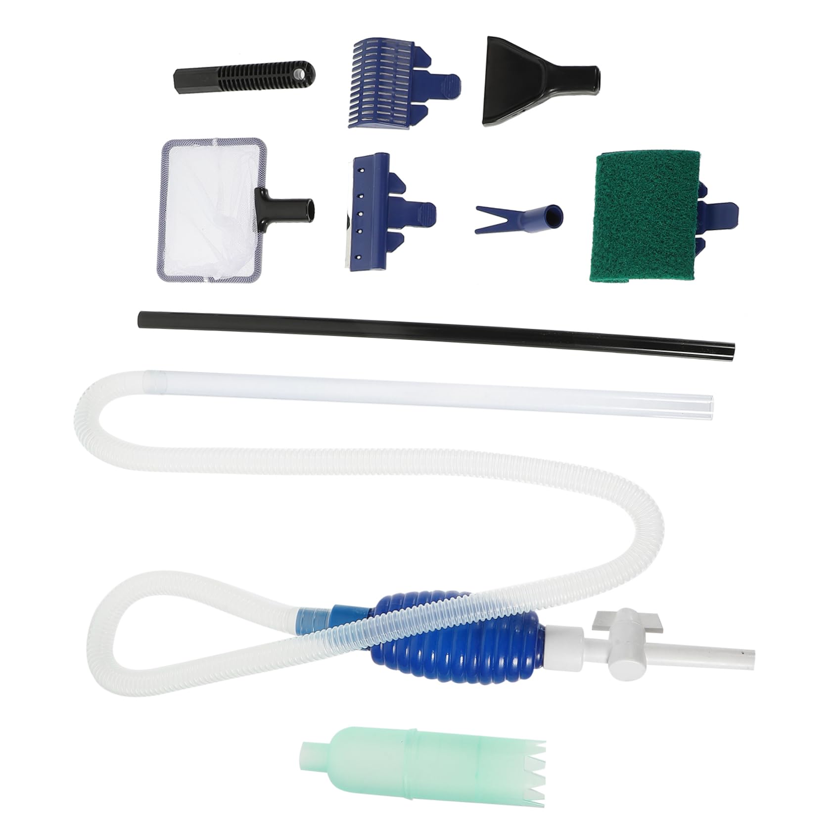 GANAZONO -one Aquarium Cleaning Kit 5-in-1 Brush Gravel Sponge Water Changer Long Handle for Easy Cleaning Random Color