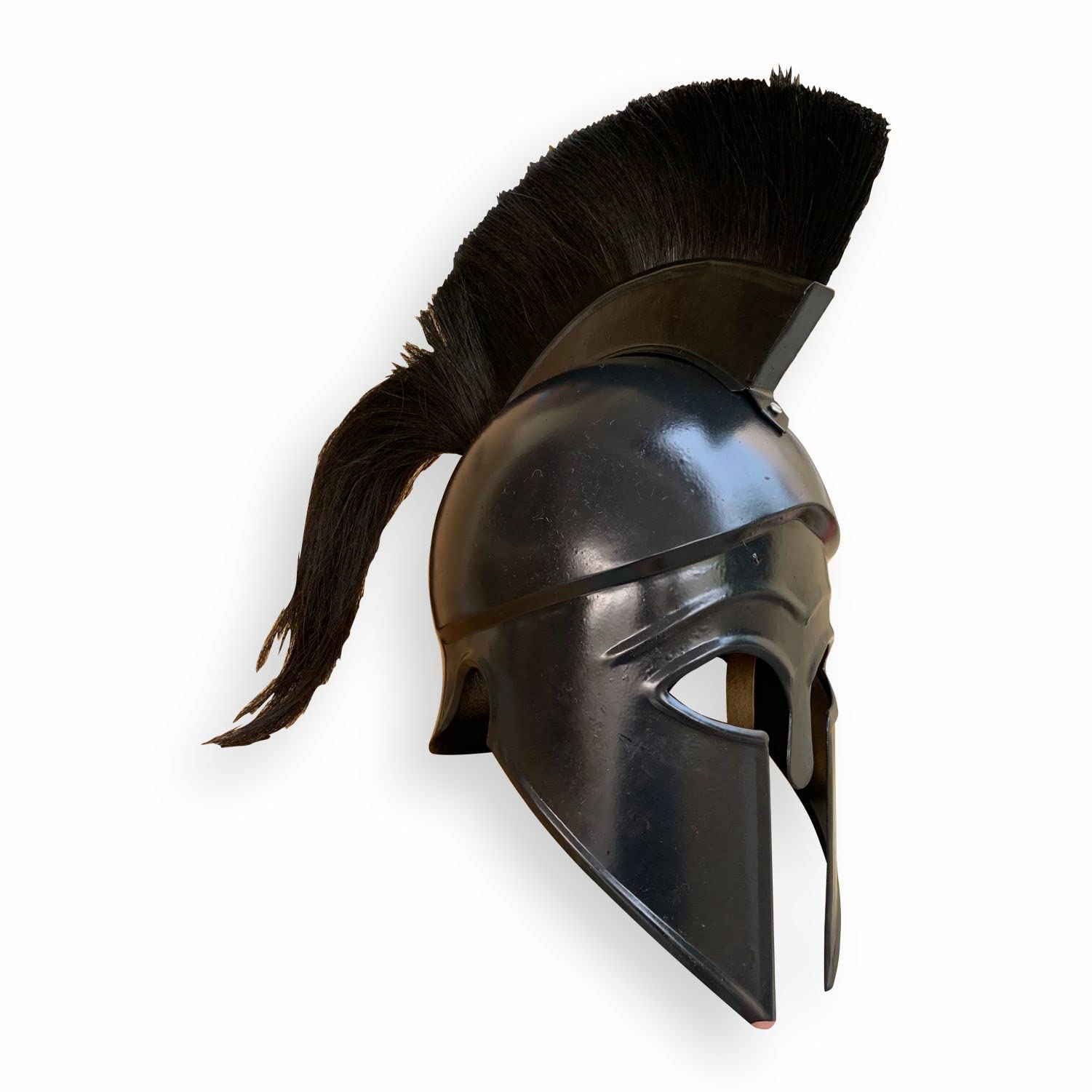 Armouriva Black Greek Corinthian Helmet with Liner & Plume Crest | Fully Wearable Medieval Armor for LARP, Cosplay & Reenactment | Handcrafted Steel Gladiator Helmet for Display & Collectibles