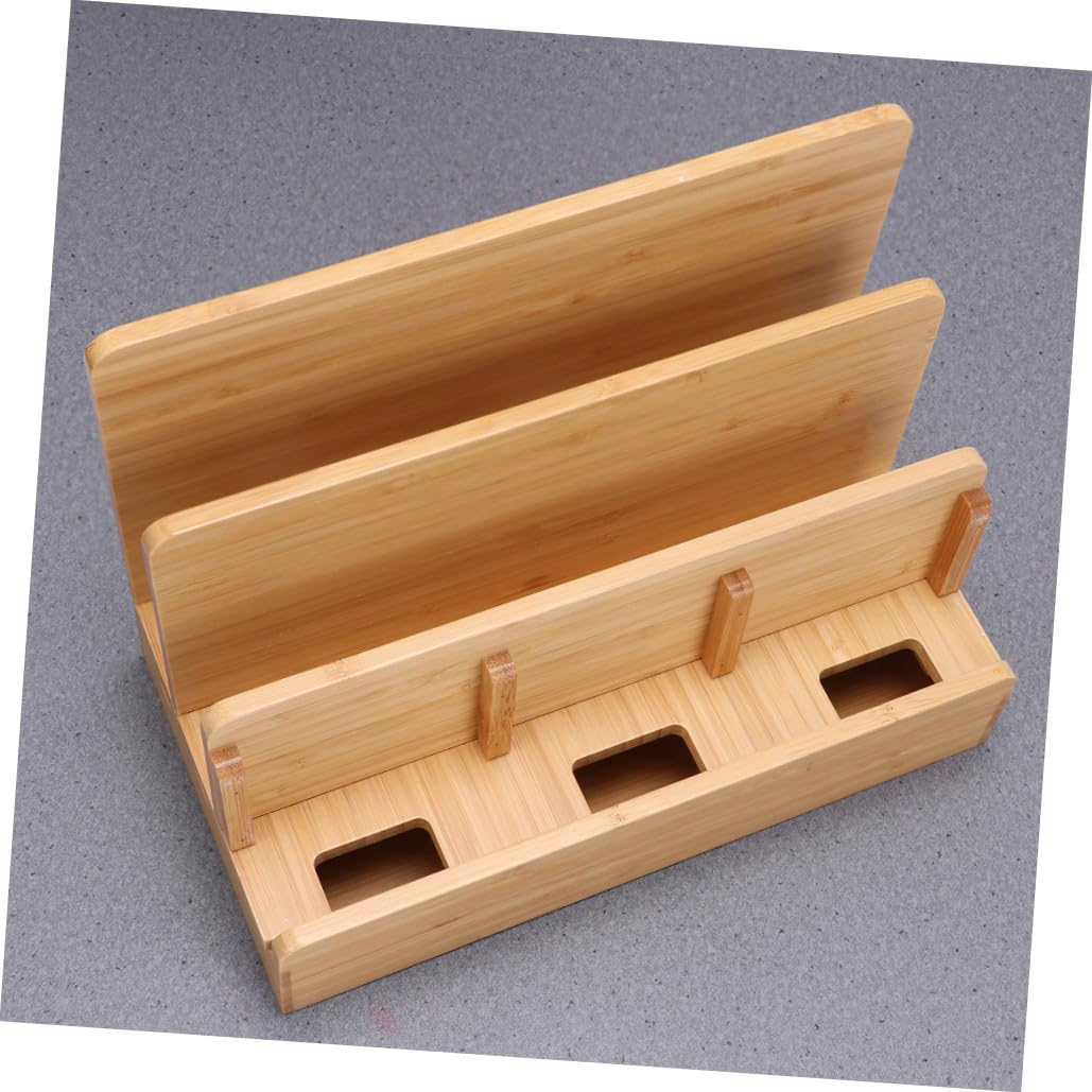 Operitacx Supporto per Caricabatterie per Telefono in Legno Bamboo | Smartphone e Dispositivi Multipli, Foro di Ricarica Riservato, Organizzatore da Tavolo Aspetto Distintivo