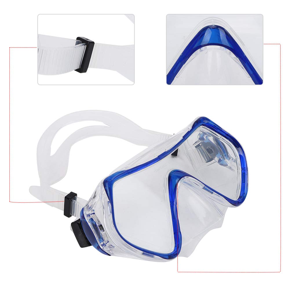 Máscara de Buceo con Marco Grande, Gafas de natación, Gafas antivaho para esnórquel, Tubo de respiración seco Impermeable para Nadar en o Negro