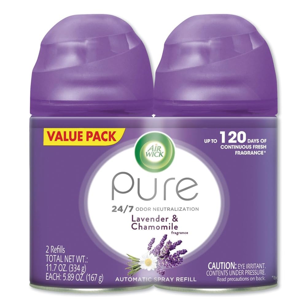 85595 Freshmatic Ultra Spray Refill Lavender/Chamomile Aerosol 6.17oz 2/Pk 3 Pk/Ct by Air Wick – 12.33 Fl Oz (Pack of 3), Purple, Pack of 3, Model RAC85595