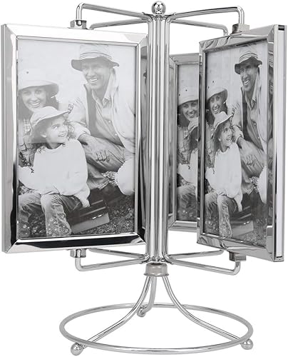 Moklor - Marco de fotos giratorio, marco de fotos de metal, carrusel, soporte de exhibición de fotos para fotos de 4 x 6 pulgadas para cocina,