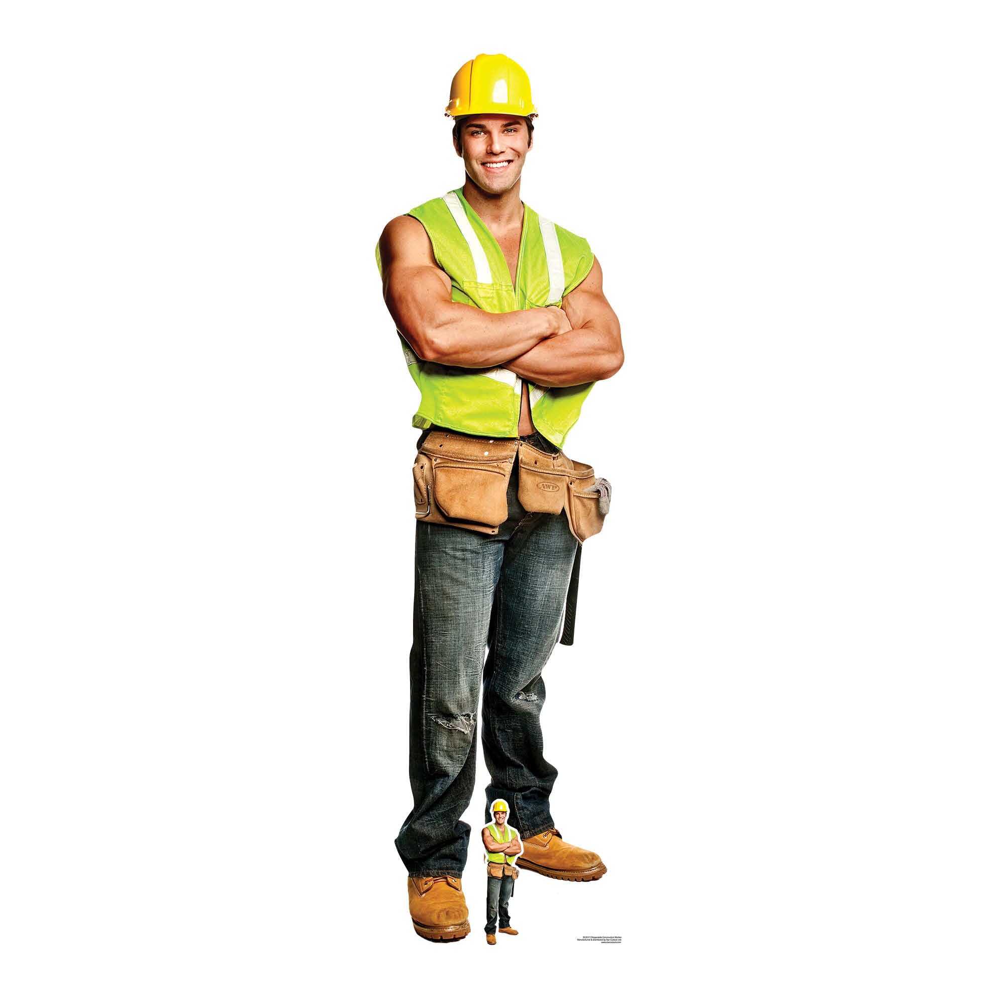 Construction Worker Chippendales Lifesize Cardboard Cutout Official Hen Party