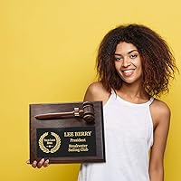 Vista 4 de Placa de martillo con tu texto y logotipo personalizados: juez, oficial de policía, abogado, abogado o militar