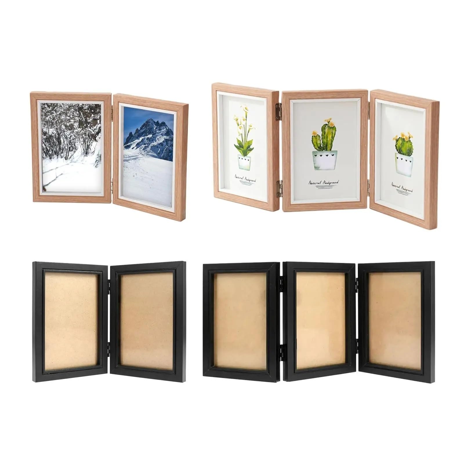 Marcos de Fotos Marco de fotos plegable de madera for collage familiar, ideal for entrada, pasillo, mesa, escritorio, decoración del hogar.(Style 4)