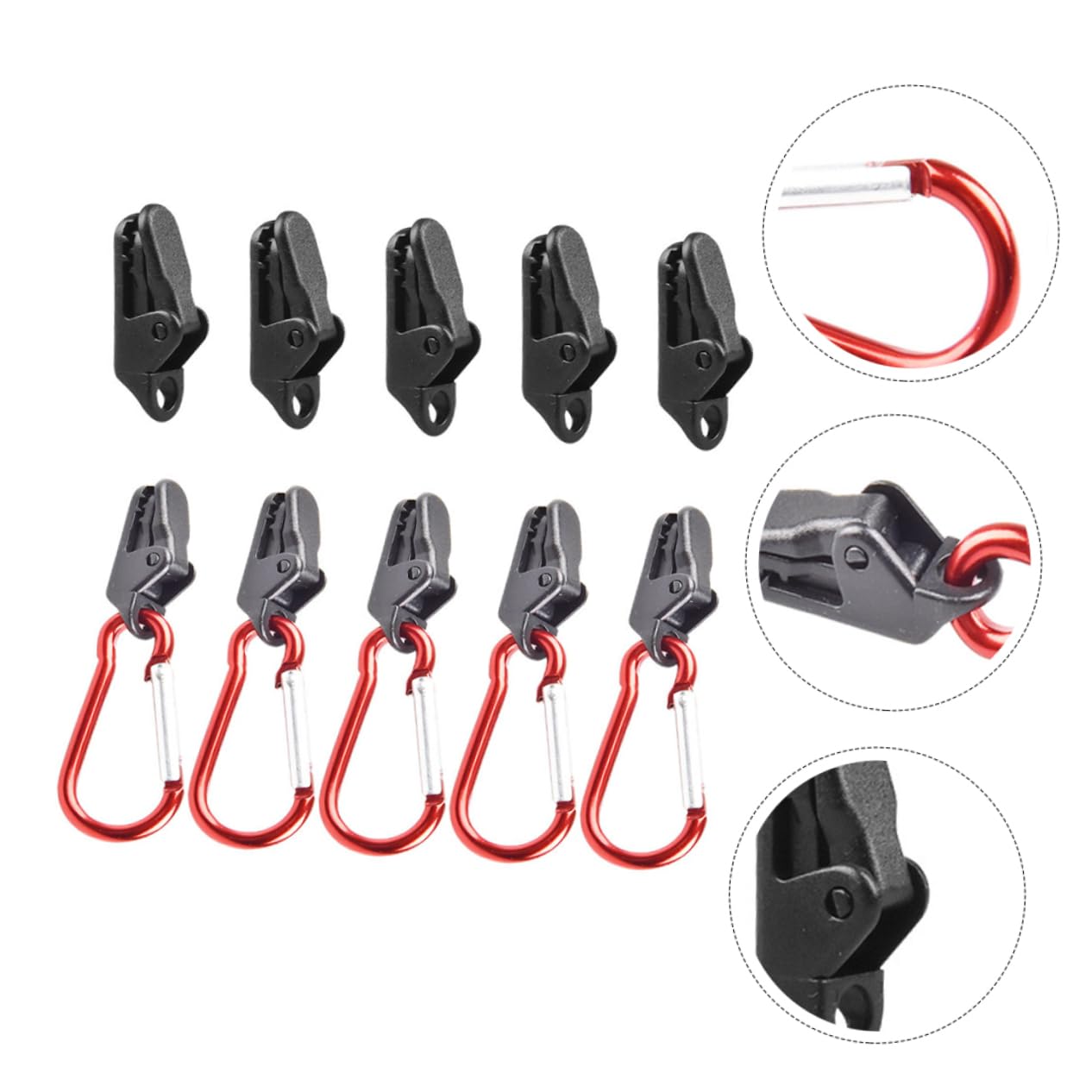 Gogogmee Camping Tent Hardware Kit 10pcs Tarp Canopy Windproof Clips Alligator Anchors Secure Clamp for Outdoor Tents