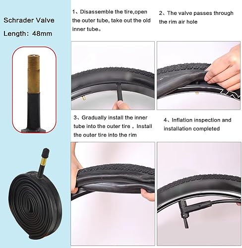 Miniatura 5 de Paquete de 2 neumáticos de bicicleta de 700 x 23C25C28C35C38C Plus tubos interiores de bicicleta, válvula Presta de 1.890 in o válvula Schrader de