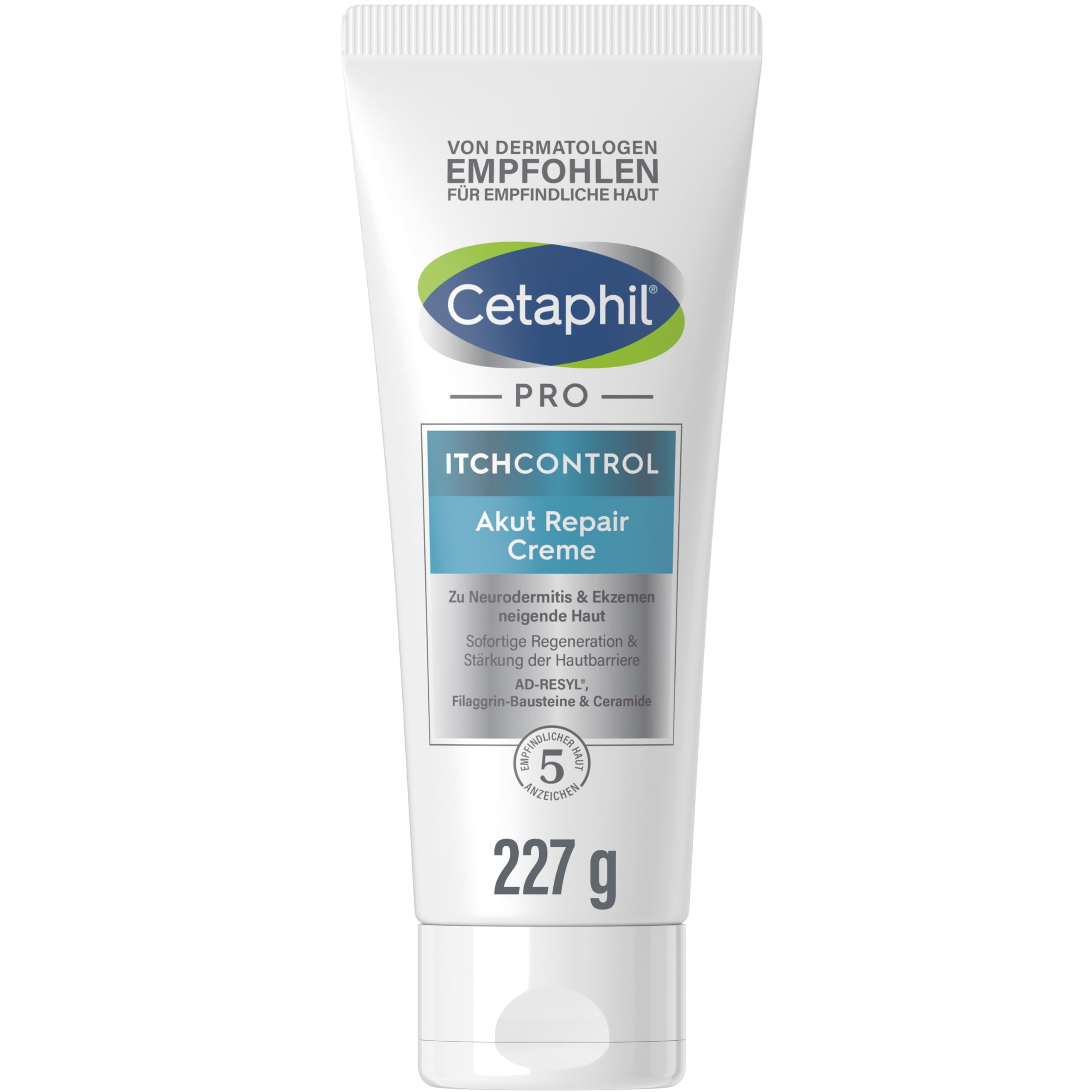 CETAPHIL PRO ItchControl Akut Repair Creme, 227g, Für zu Neurodermitis und Ekzemen neigende Haut, Sofortige Regeneration der Hautbarriere, Mikrobiom freundlich, Ohne Duft und Konservierungsstoffe