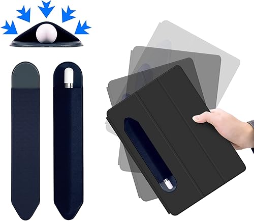 Miniatura 5 de Soporte para lápices Apple, paquete de 3 fundas para lápiz Apple de 1 y 2 generación, bolsillo elástico para lápiz capacitivo (gris)