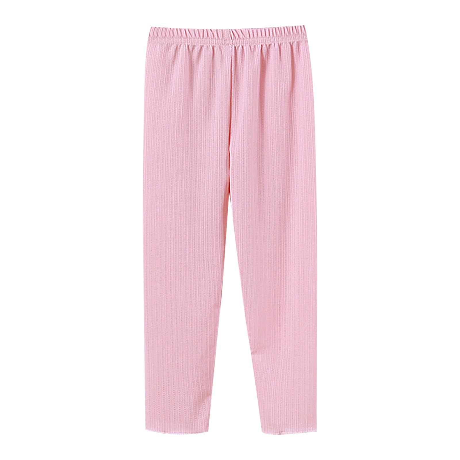 Toddler Baby Girls Casual Ice Silk Pants Leggings Bottoms High Waist Summer Thin Conditioning Pants (Pink, 2-3 Years)
