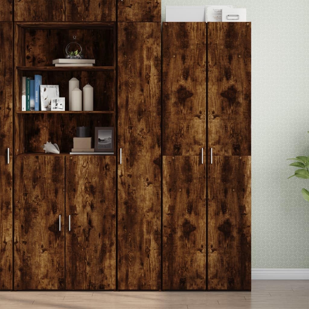 vidaXL Buffet Haut chêne fumé 30x42,5x185 cm Bois d'ingénierie, Buffet, Armoire de Rangement, Panneau latéral, Armoire, Armoire latérale