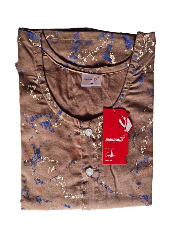 Image of MENMAII Women's [L-4XL] Full Open /Front Buttoned [a Kind of Adaptive Clothing] Multipurpose Nighty for Maternity /Pregnancy /Elderly /Patient /Feeding /Hospital Purpose Nighty Calf Length