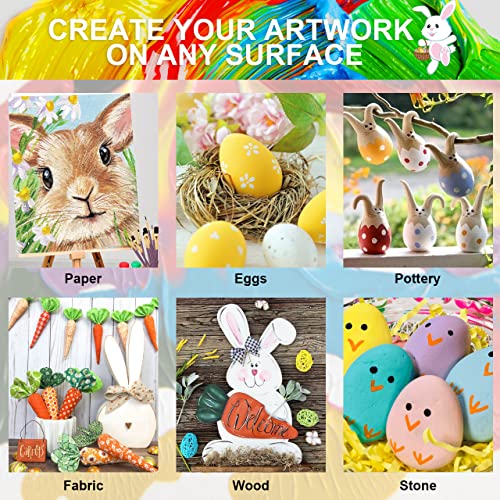 RATEL Peinture Acrylique, 31 Kit de Peinture Acrylique pour Artistes Comprenant 21 x 20 ML de Pigment Acrylique 10 pinceaux- Vibrant Couleurs pour Papier, Roche, Bois, céramique, Tissu - Image 6