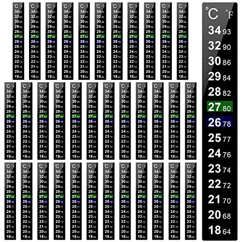 36 Pieces Digital Temperature Sticker Adhesive Thermometer Strip Fermenter Adhesive Crystal Strip Thermometer Sticky Thermometer Strip Aquarium Thermometer Sticker for Fish Tank, Wine, Aquarium