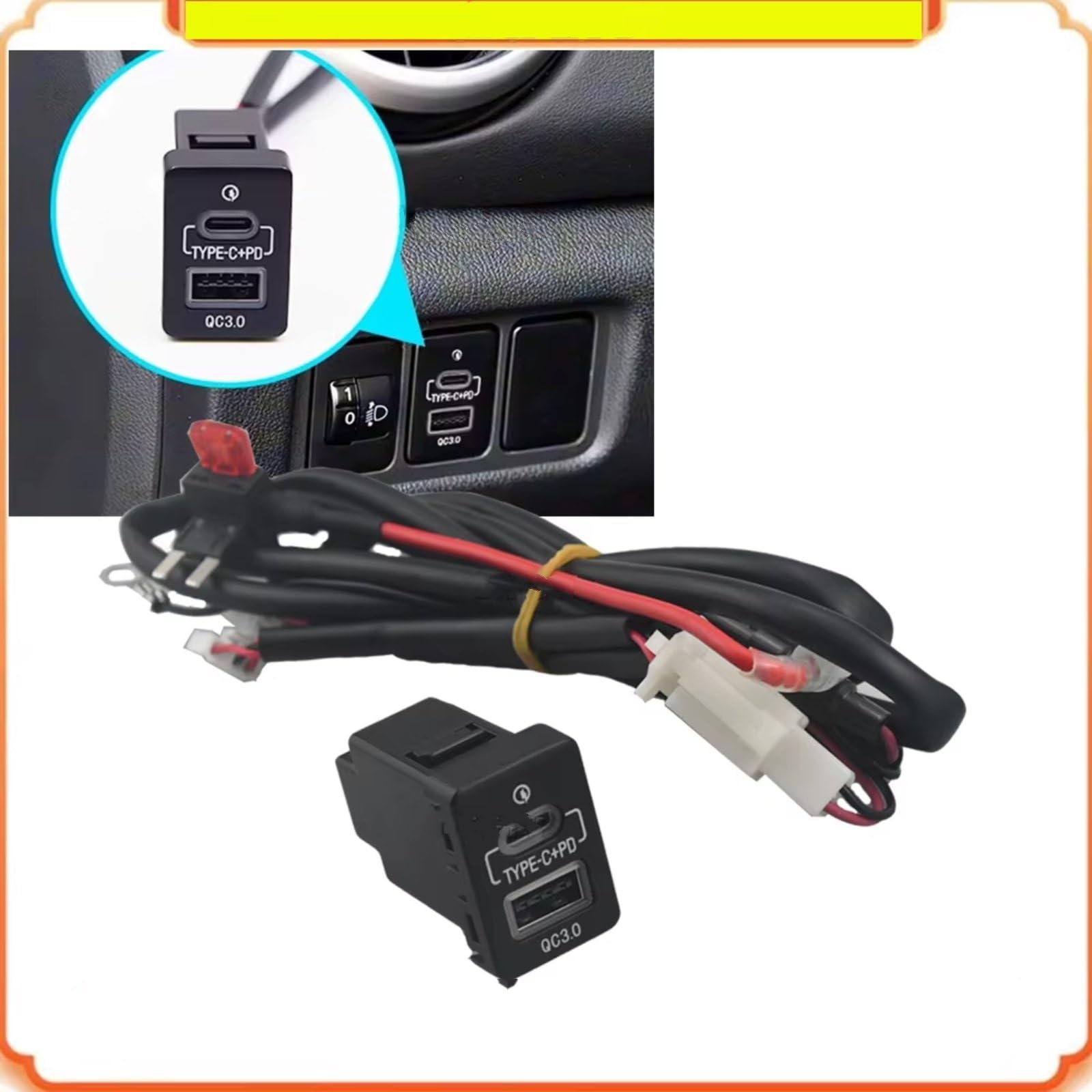 Centro Puerto USB Compatible Con Mitsubishi Para Outlander 2014-2022 Para Cargador Coche QC3.0 Para Salida Adaptador Carga Teléfono Tipo C PD Puerto USB