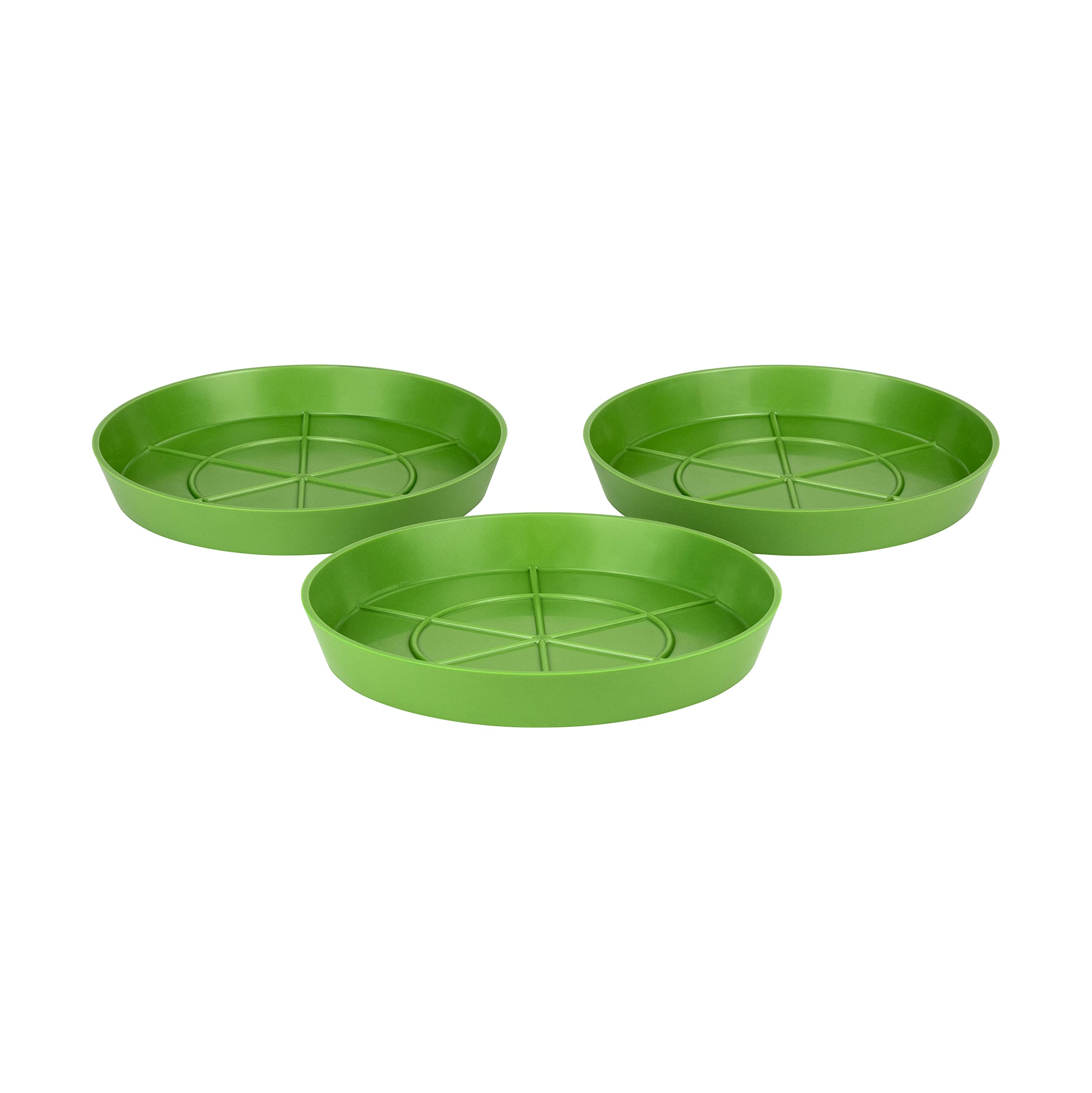 Hum FlowerpotsPack of 3 Saucers, Sturdy Drip Trays, Choice of Size and Colour, for Outdoor/Indoor Plant Pots - 19cm Green