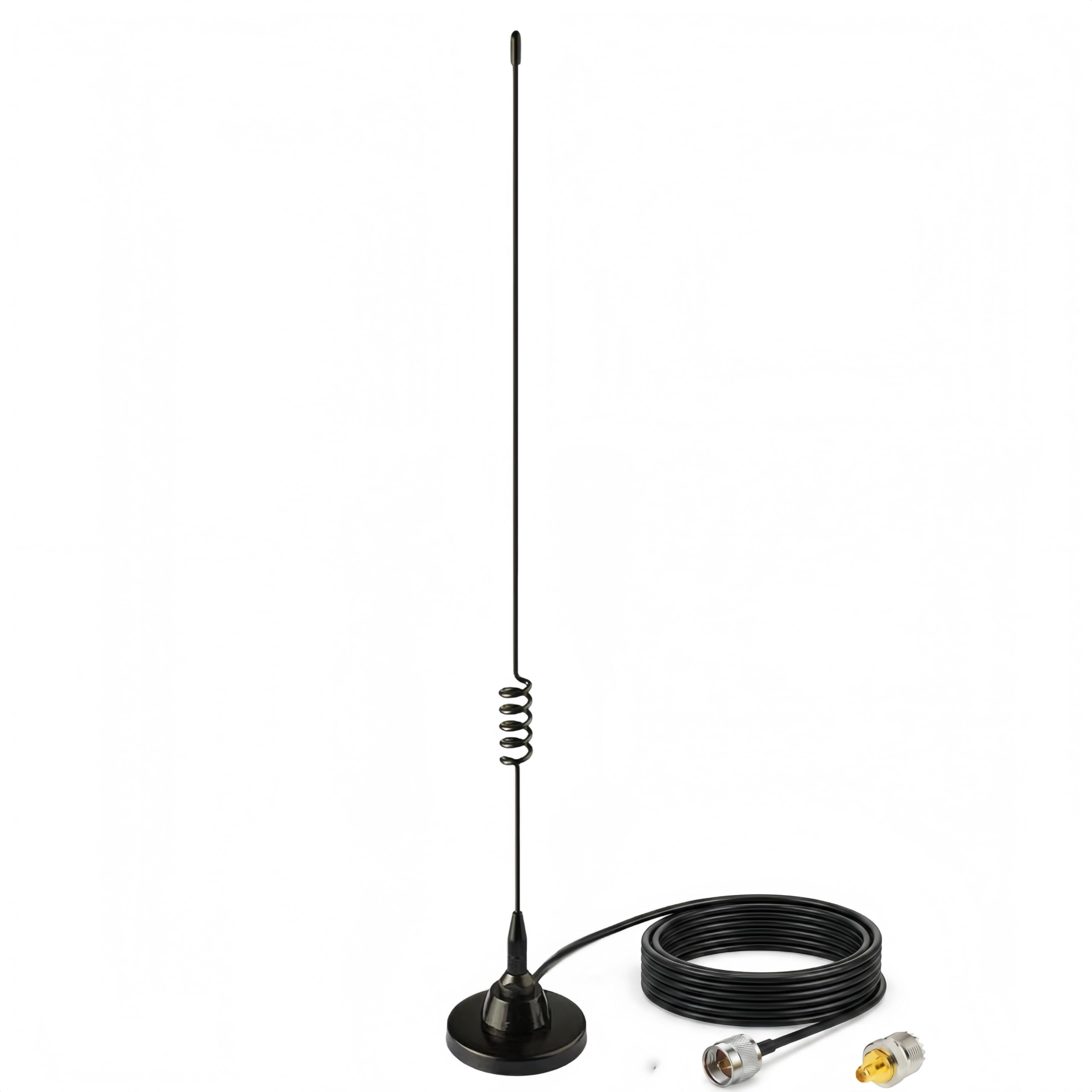 UAYESOK VHF UHF 2 m/70 cm dual-band mobiele radio-antenne magnetische basisantenne - PL259 connector met 4 m RG-58 coaxkabel voor voertuigen, auto, bus, taxizender, politiescanner, ham, radio (zwart