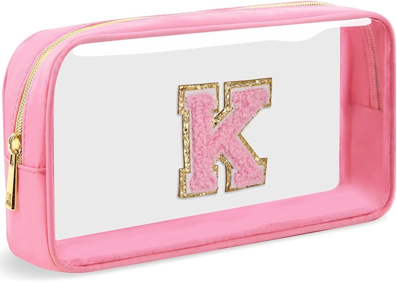 Necessaire de maquiagem transparente LOFOWN com zíper PINK-M, YB25-005-1