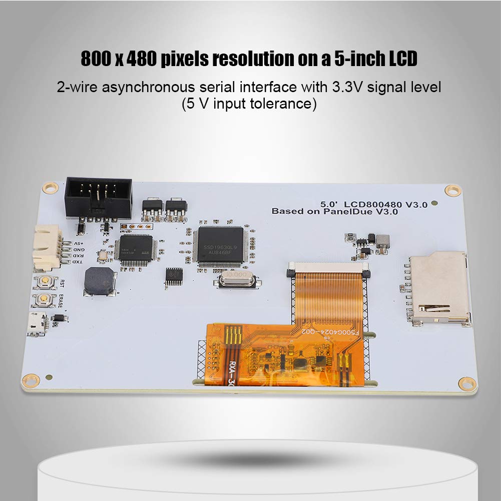 PanelDue 5i FarbTouchscreen 5 Zoll LCD für 3DDrucker mit 800 x 480 Auflösung und 5 V Versorgung – kompatibel mit Duet Elektronik