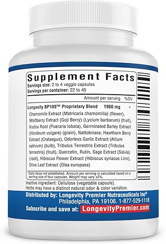 Miniatura 8 de Fórmula de presión arterial Longevity 100 cápsulas - con más de 12 hierbas naturales. El mejor suplemento para la presión arterial