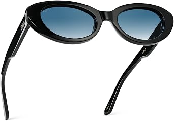 WearMe Pro - Womens Polarized Cat-Eye Sunglasses, Oval Lenses, Thick Rounded Frame, 5-Barrel Hinges, Hand-Polished Design