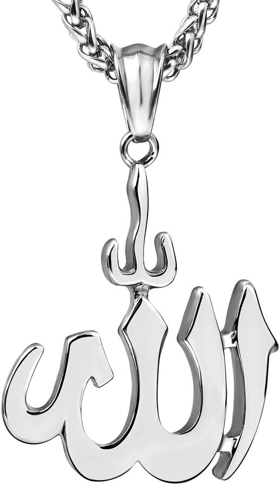 Islamic Muslim Jewelry Stainless Steel Big Allah Necklace for Men Women