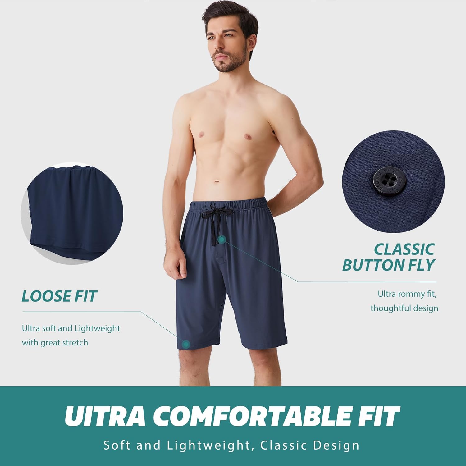 BAMBOO COOL Men's Pajamas Bottoms, Pajama Pants for Men, Lounge Sleep Bottom, Pj Pant, Soft Comfy Sleepwear with Pockets - Image 2