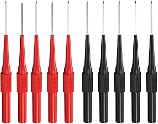 10 PCS Multimeter Test Probe Pins, 0.7mm Back Probe Kit,Auto Repair Test Leads of 4mmm Banana Plug Red and Black Non-Destructive Wire Piercing Probe