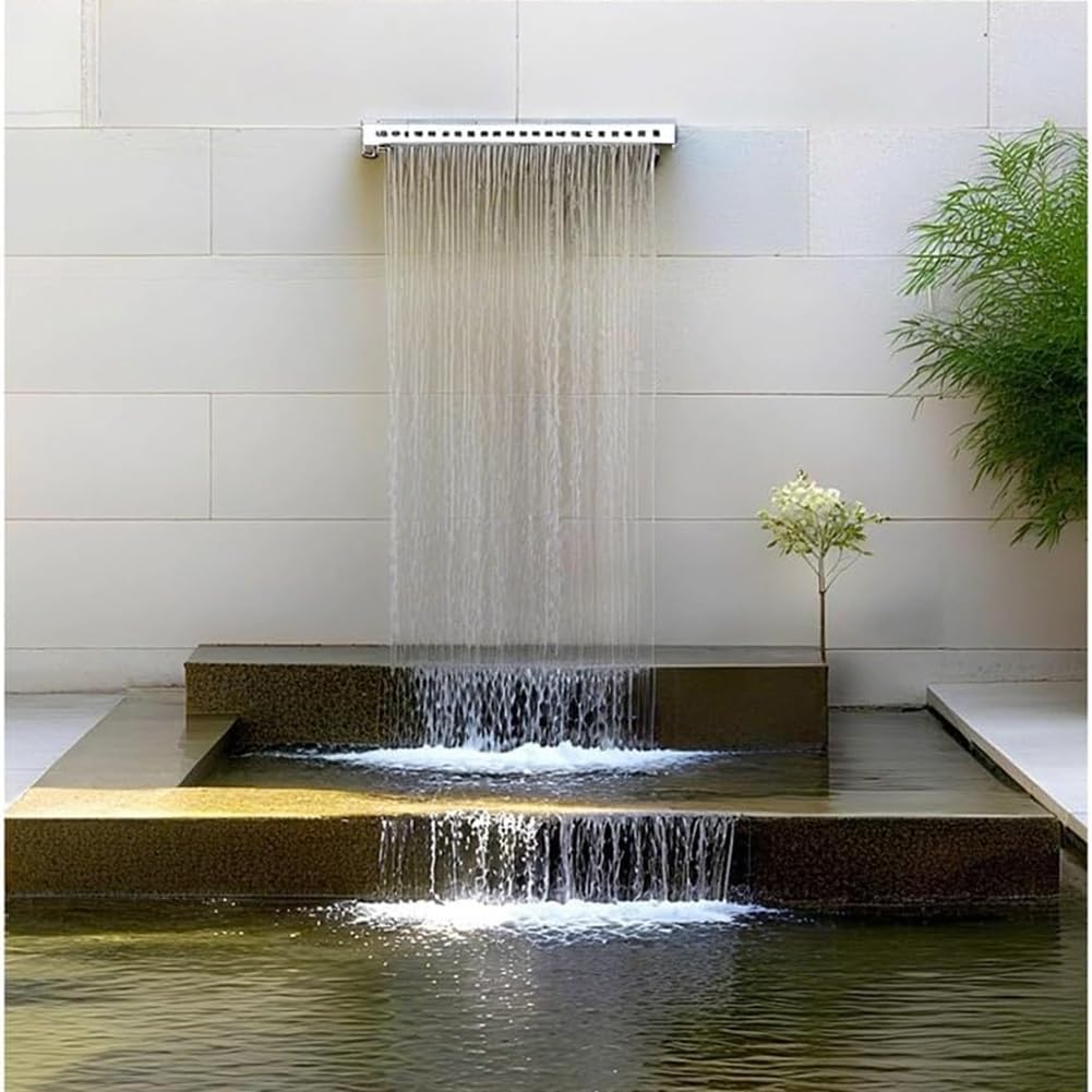 Genérico Fuente de Cascada Exterior para Piscinas y Jardines: Cascada de caída Libre, Elegante decoración de jardín, relajantes Sonidos de Agua, Espacios Exteriores.