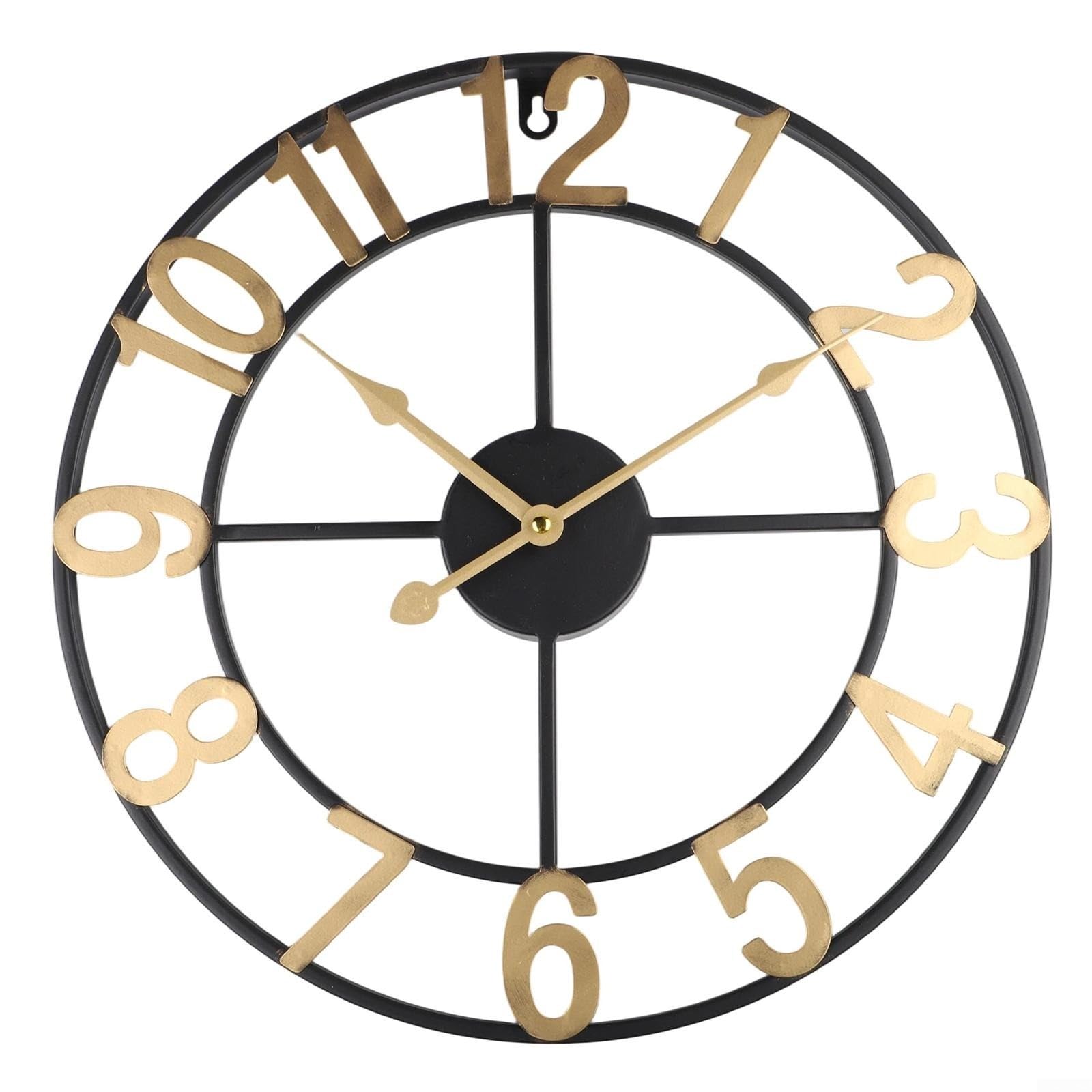 Horloge murale d'extérieur en métal pour terrasse et piscine, style vintage, aiguilles transparentes, mécanisme silencieux (H) 34 cm