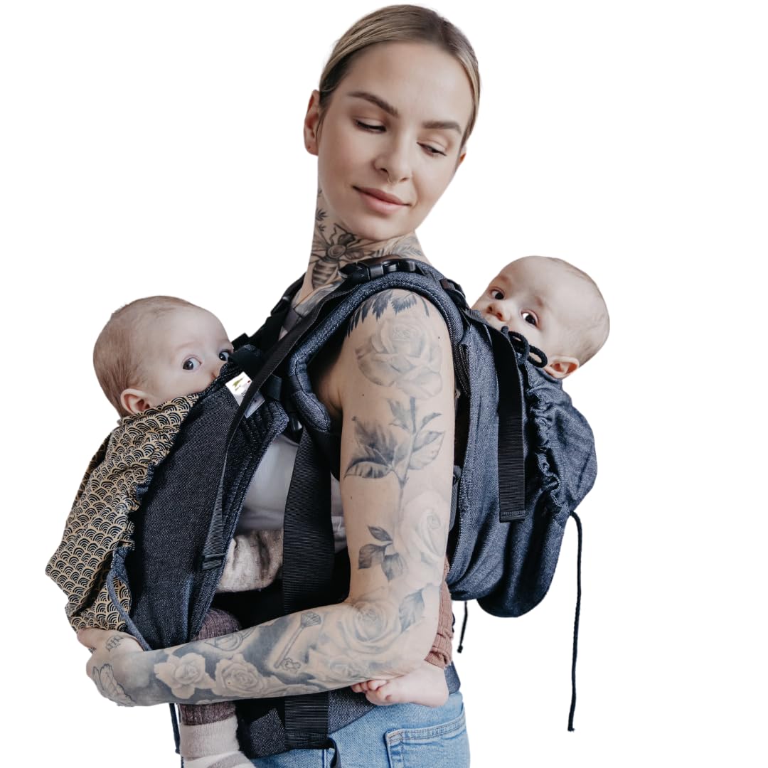 Madame Jordan Zwillingstrage Urban Nights Kasuri Babytrage für Zwillinge ab 60 cm