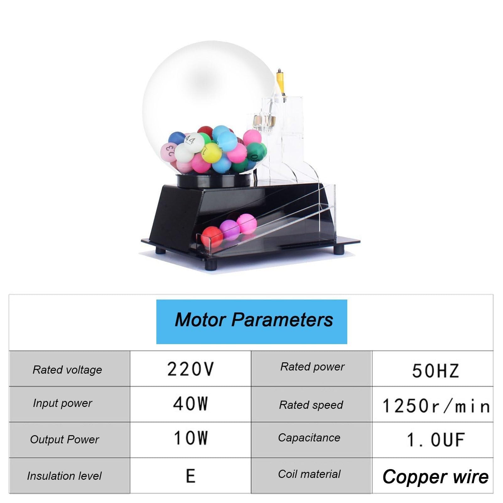 Máquina de bingo eléctrica automática con 100 bolas, selección aleatoria de bolas, color negro