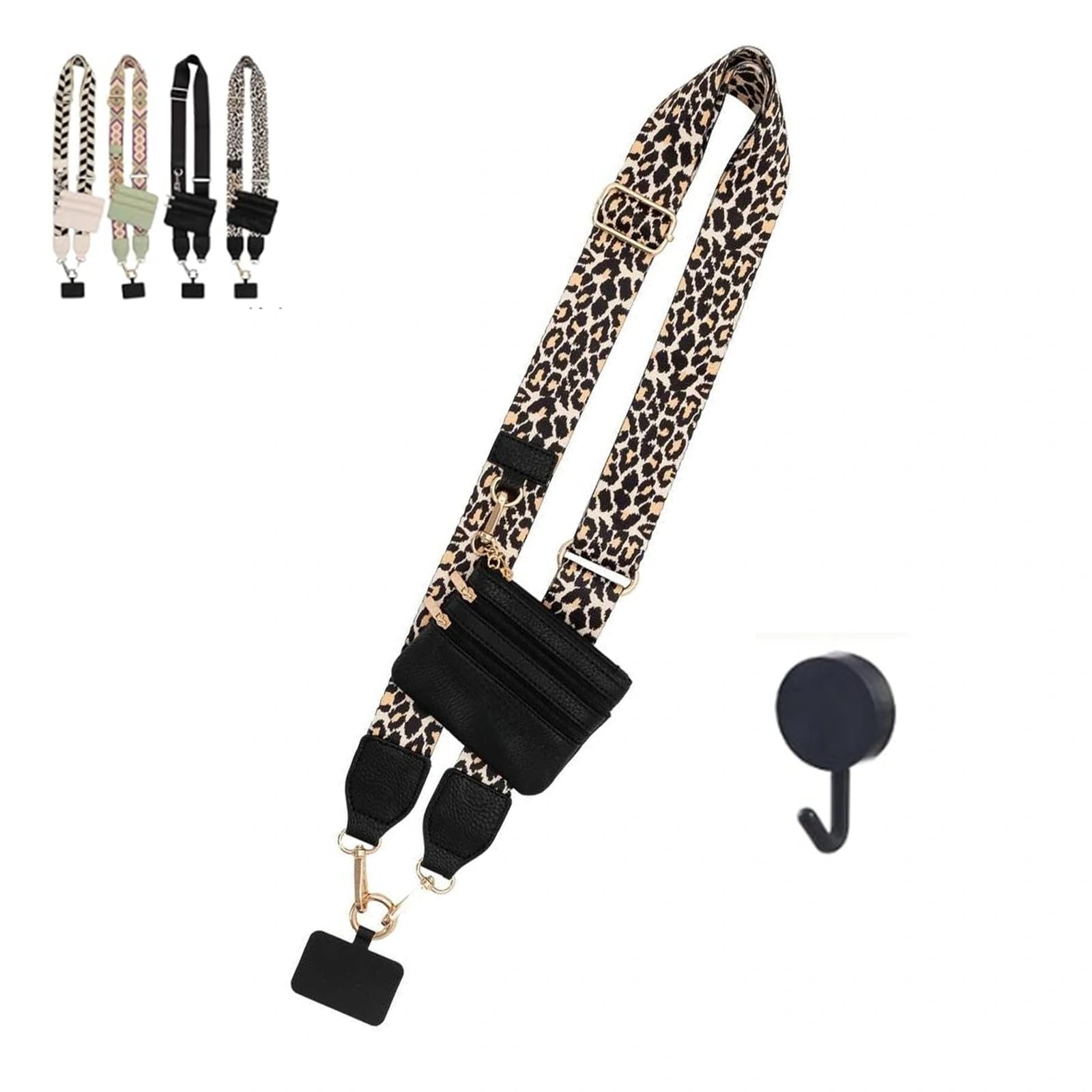 OYXYIGOUCL Clip and Go Strap for Phone with Wallet Crossbody,Phone Strap with Zipper Pouch and Adjustable Chain