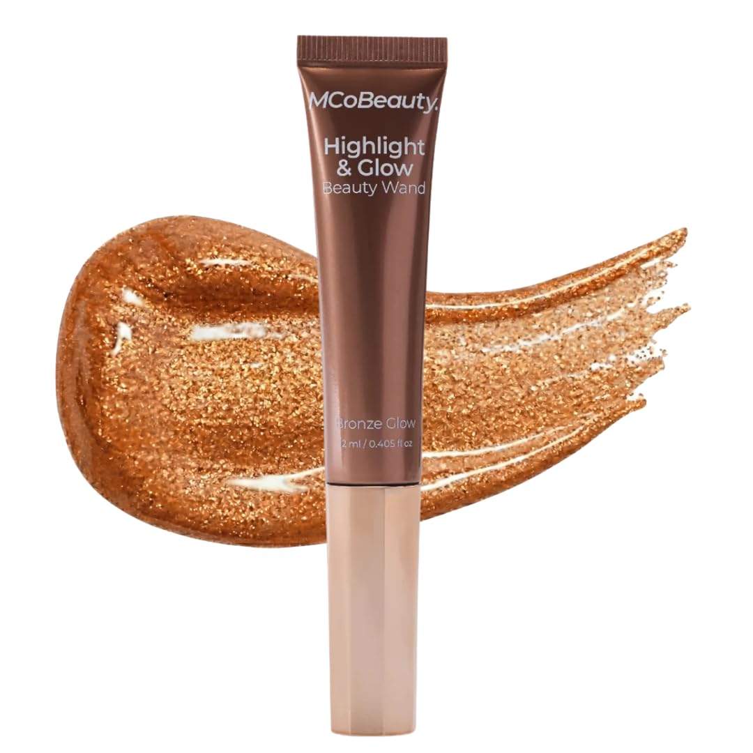 MCoBeauty - Highlight and Glow Beauty Wand - Buildable Liquid Highlighter - Bronze Shade - Liquid Cream with Cushion Applicator for Soft, Radiant Finish - Highlighters Makeup