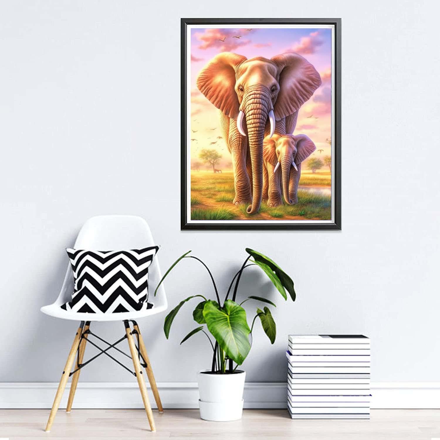 HIMBIU DIY Diamond Painting Kit Completo Drill Elefante, Pittura