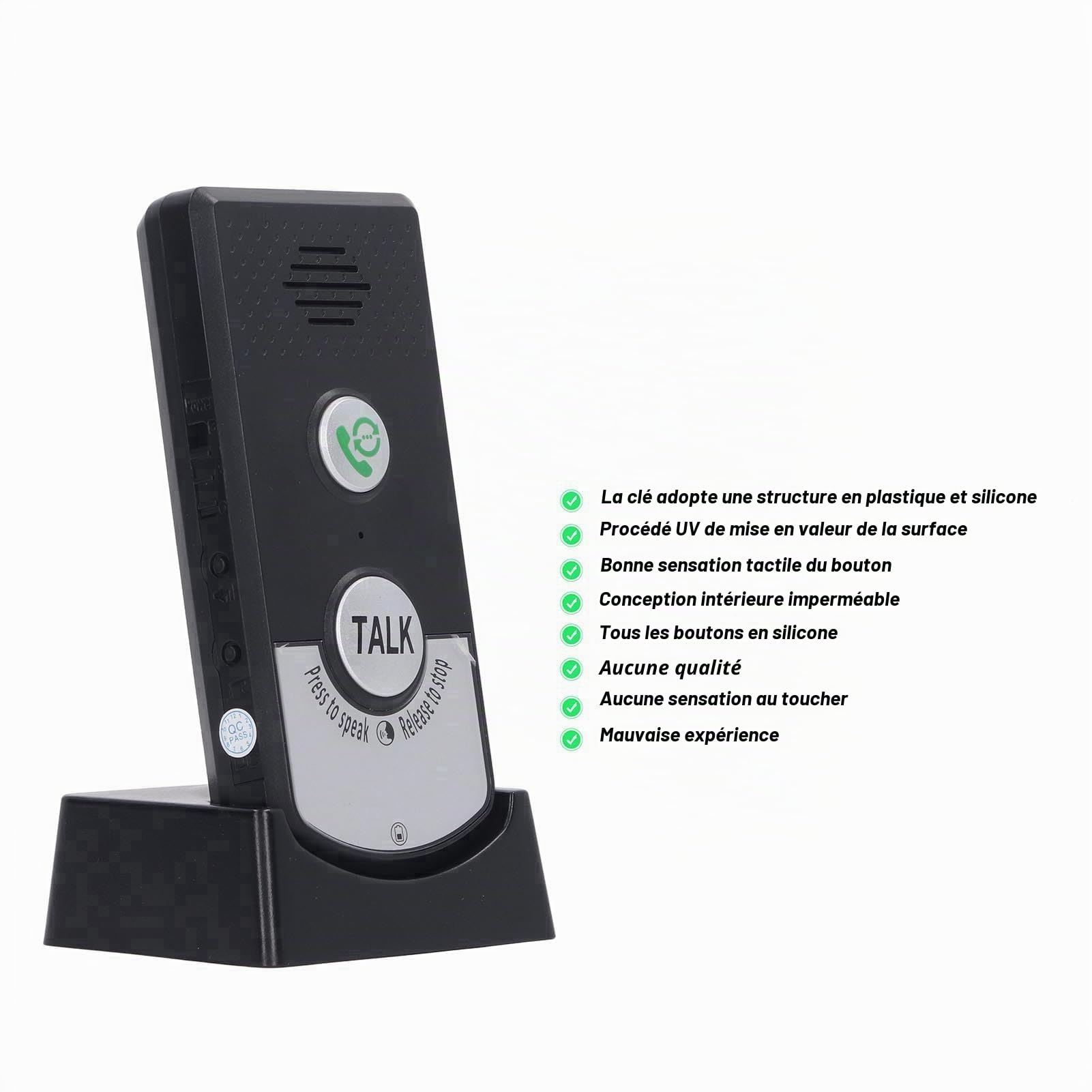 Interphone bidirectionnel sans fil longue portée et résistant à la pluie - Lot de 2 avec batterie rechargeable pour la maison et le bureau