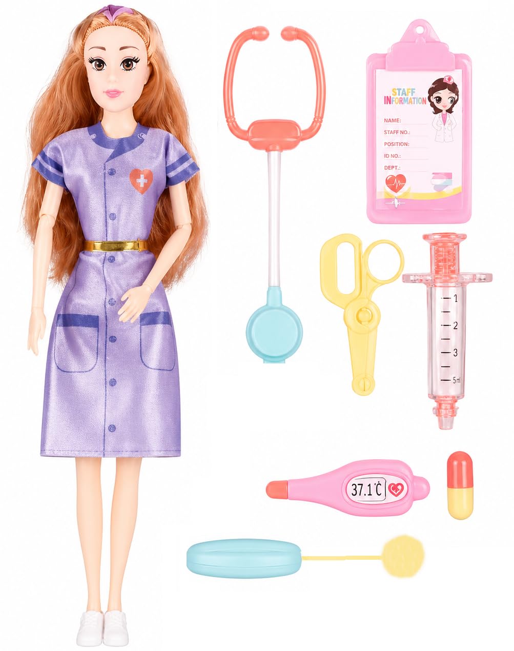 SUPER TOY Doctor Doll Playset for Girls with Medical Kit Accessories, Movable Joint Doll, Pretend Play Doctor Set Toy for Kids-image-0